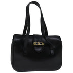 CELINE Hand Bag Leather Black Auth 68292