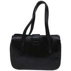 CELINE Hand Bag Leather Black Auth 68292