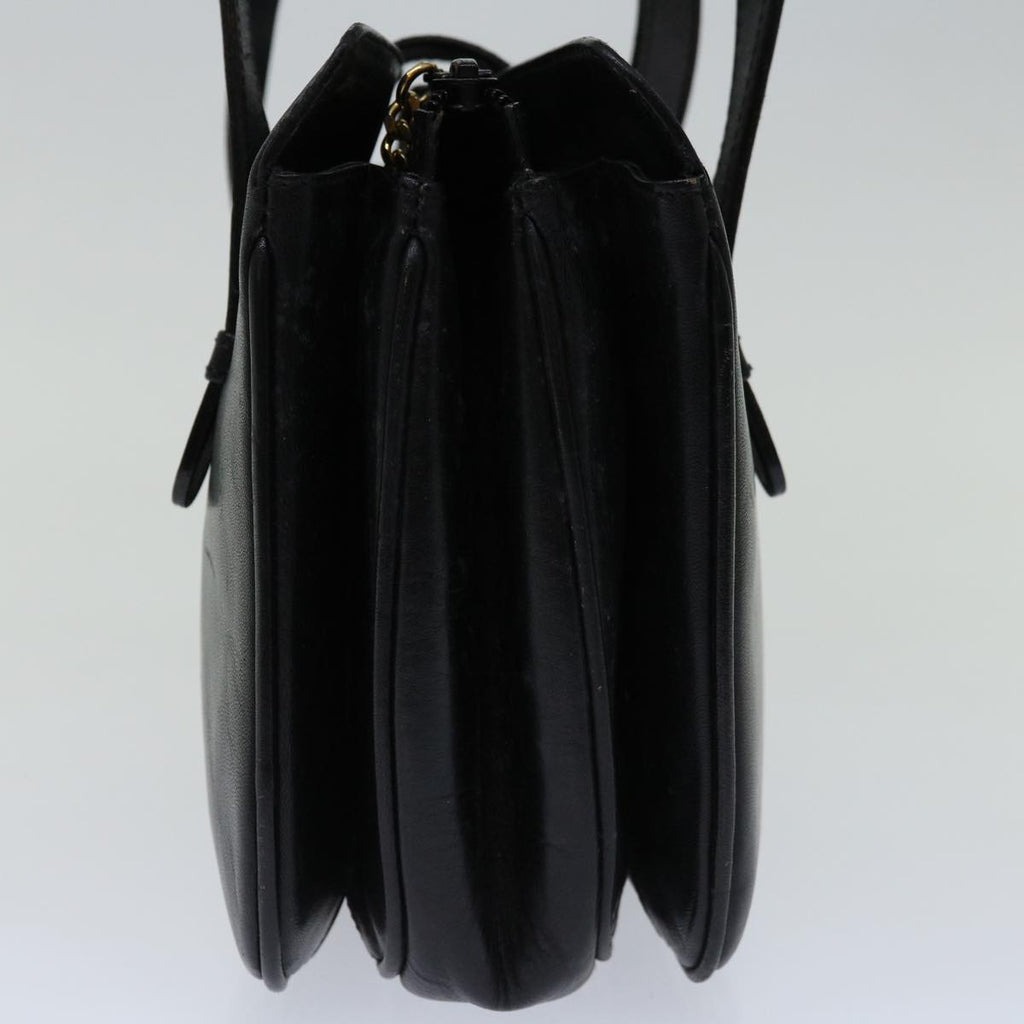 CELINE Hand Bag Leather Black Auth 68292