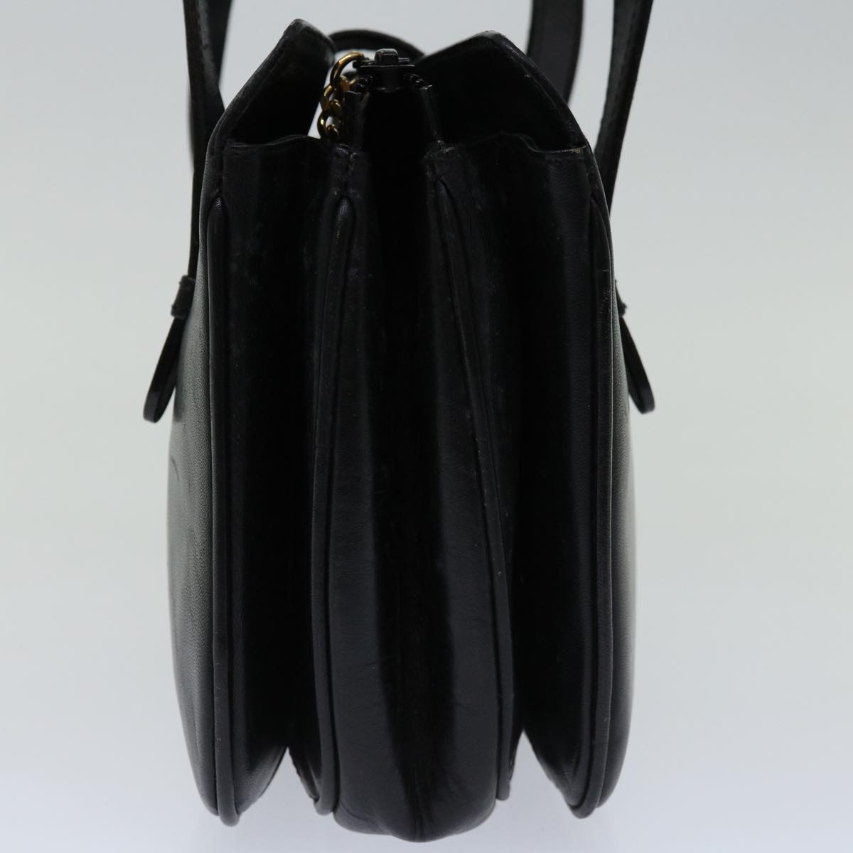 CELINE Hand Bag Leather Black Auth 68292