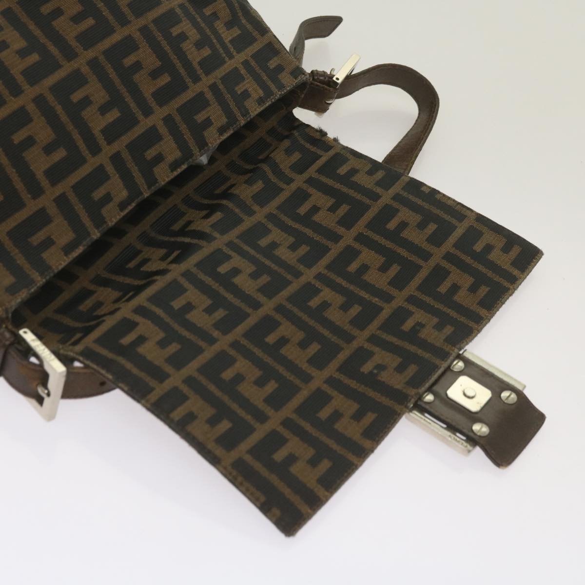 FENDI Zucca Canvas Mamma Baguette Shoulder Bag Brown68315