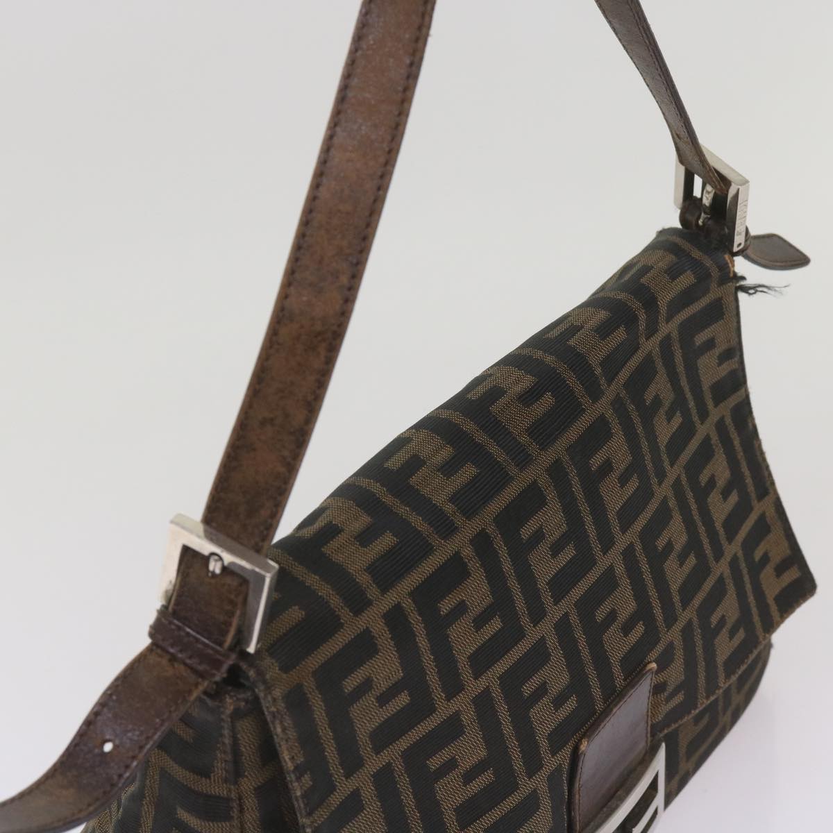 FENDI Zucca Canvas Mamma Baguette Shoulder Bag Brown68315