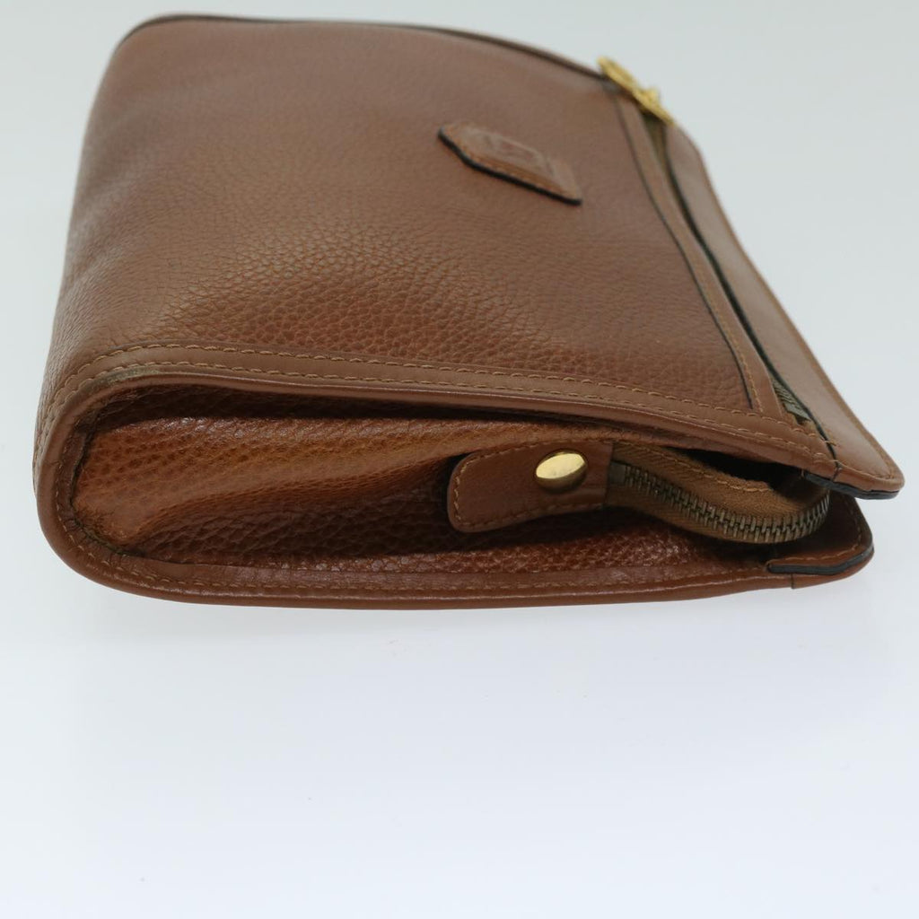 CELINE Clutch Bag Leather Brown  68346