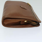 CELINE Clutch Bag Leather Brown  68346