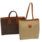 CELINE Macadam Canvas Tote Bag PVC 2Set Beige Brown  68348