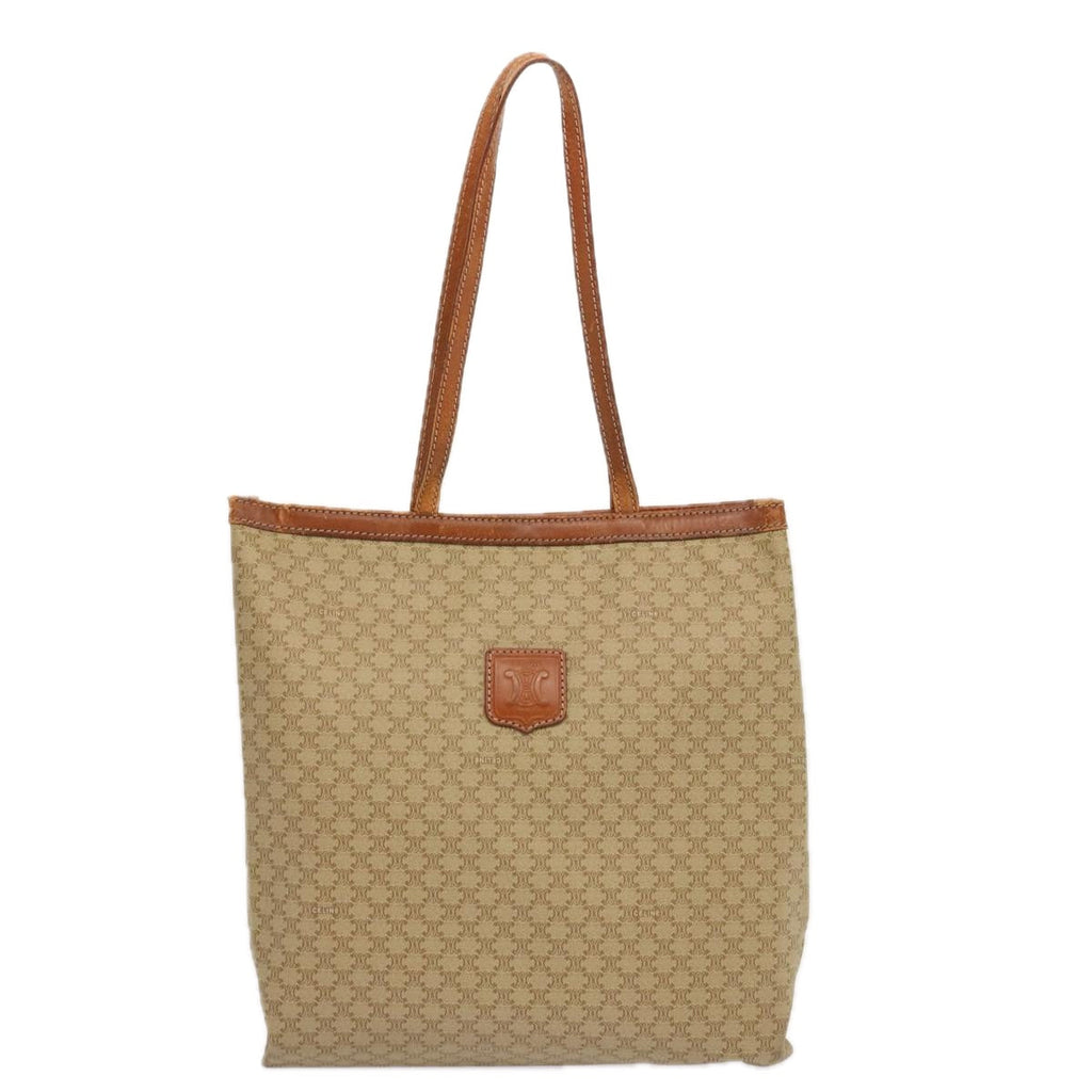 CELINE Macadam Canvas Tote Bag PVC 2Set Beige Brown  68348