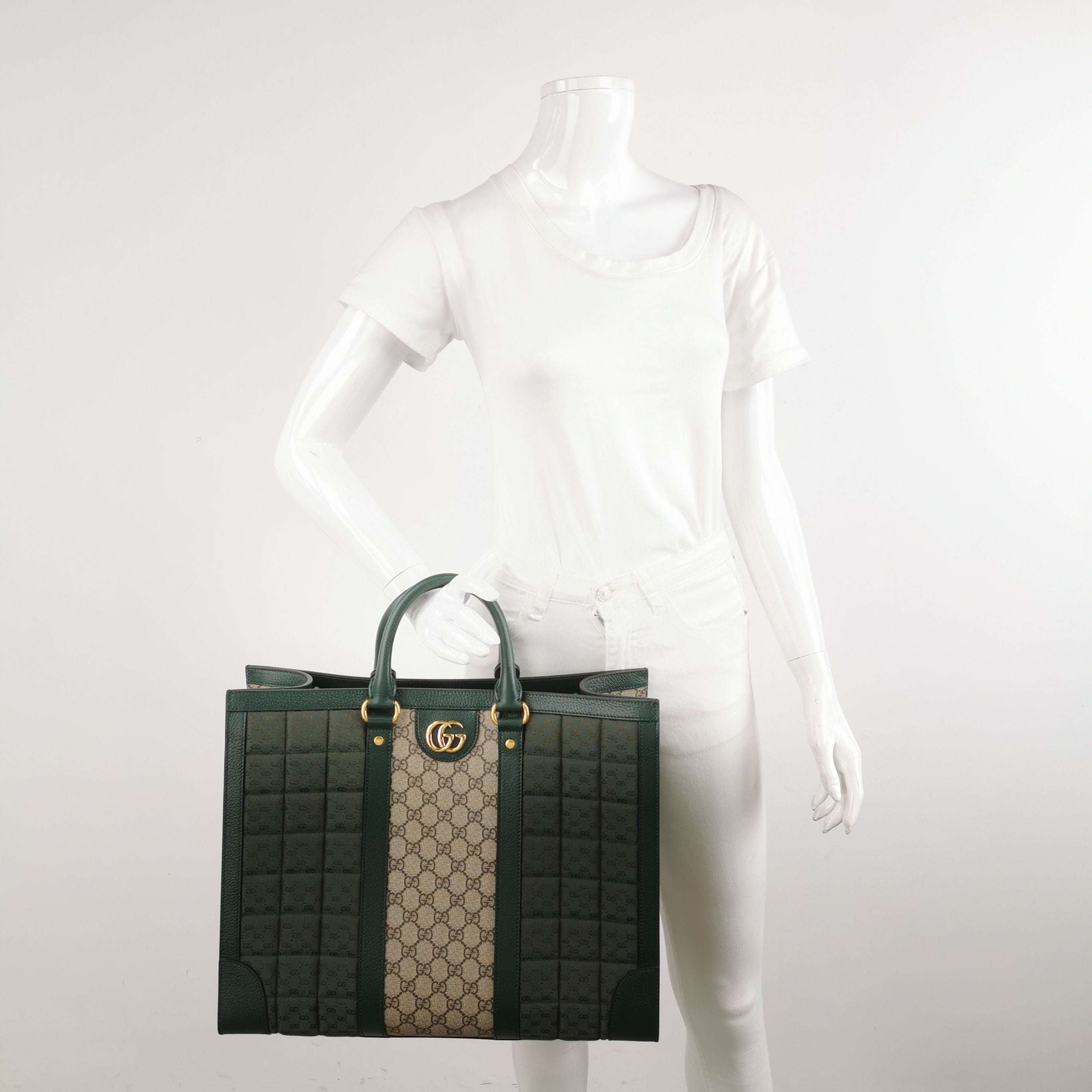 Gucci Ophidia Large Leather and Nylon GG Jacquard Tote Bag 250507781181408
