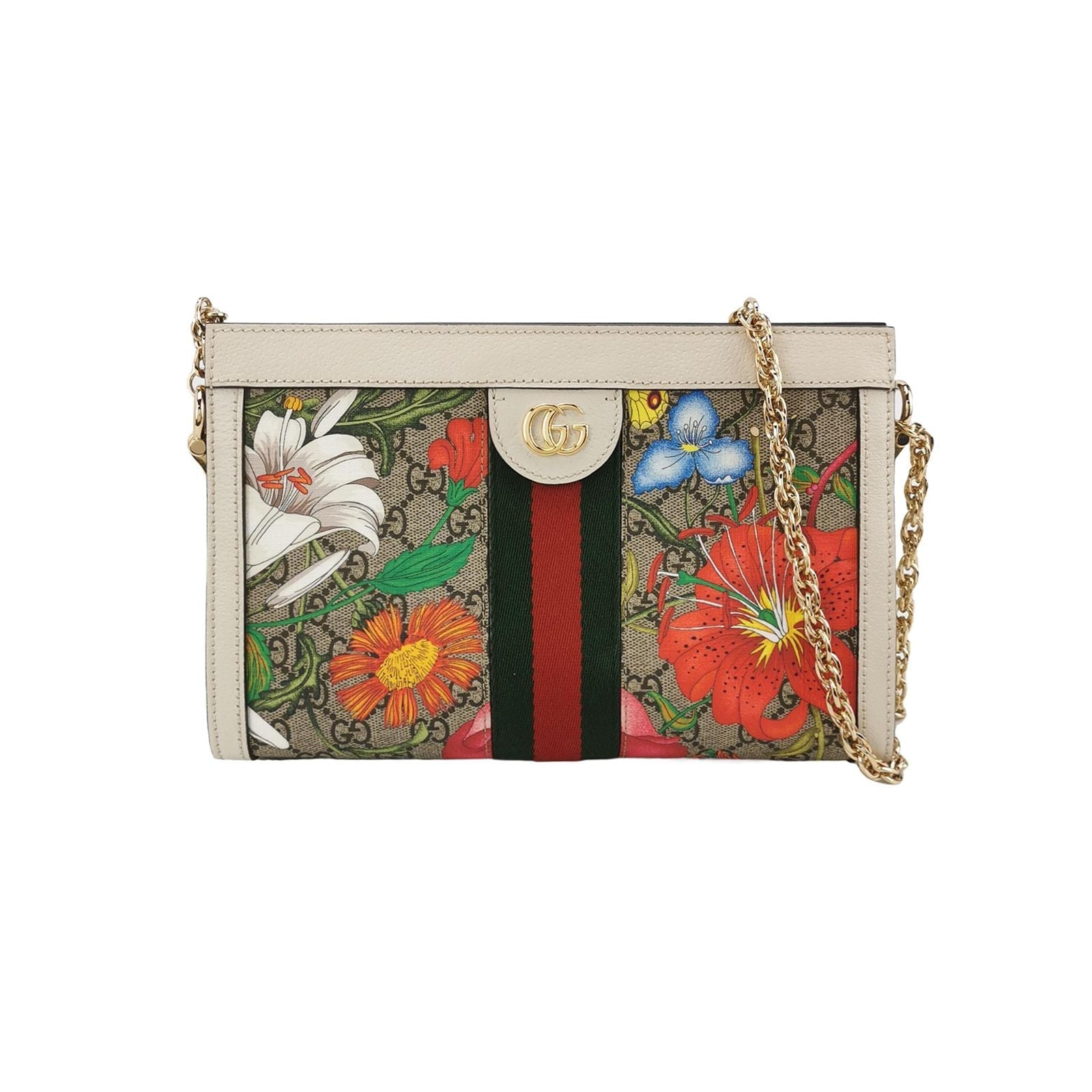 Gucci Ophidia Small Leather Canvas Floral Print Stripe GG Crossbody Bag 250509781184740