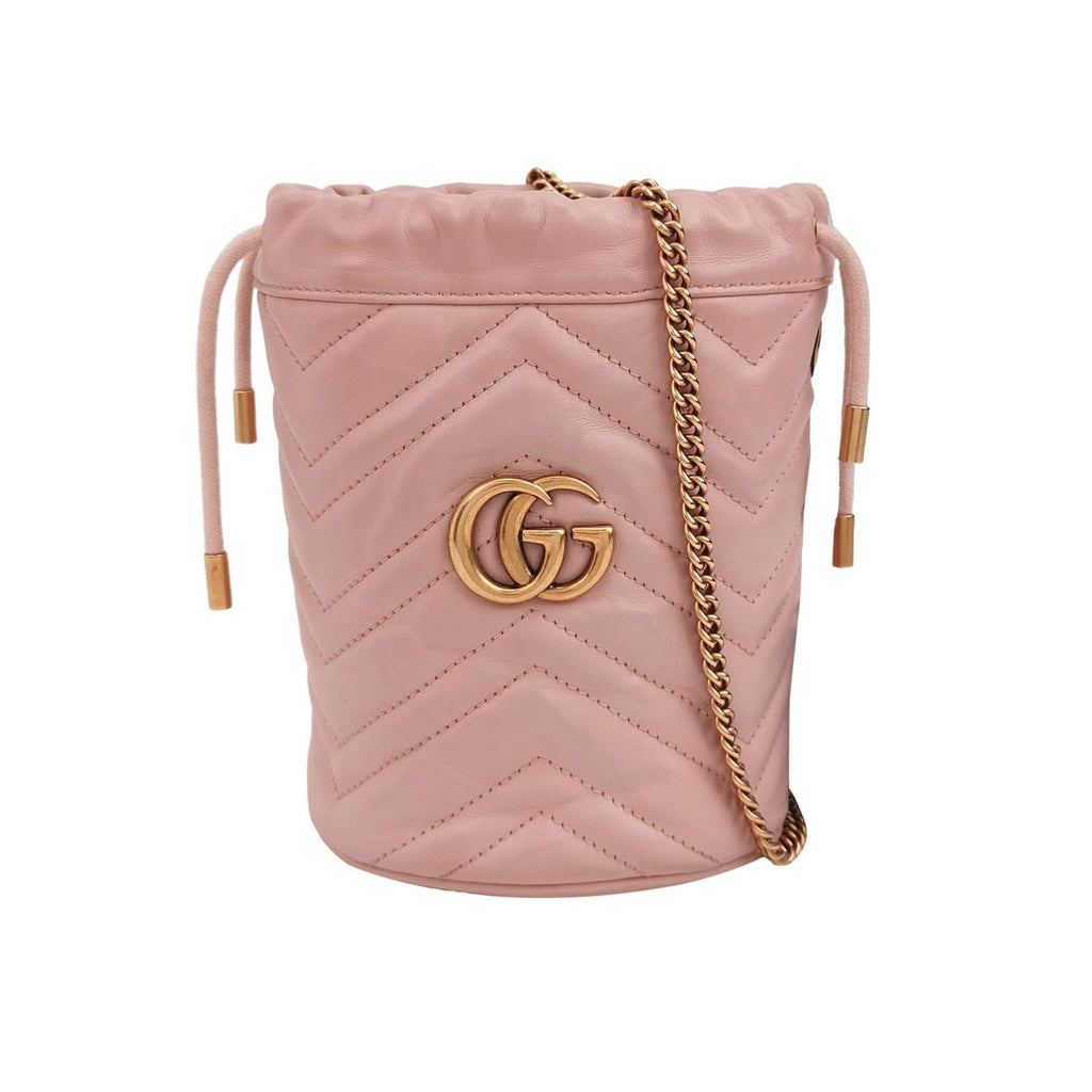 Gucci GG Marmont Mini Leather Quilted GG Bucket Crossbody Bag 250505781179557