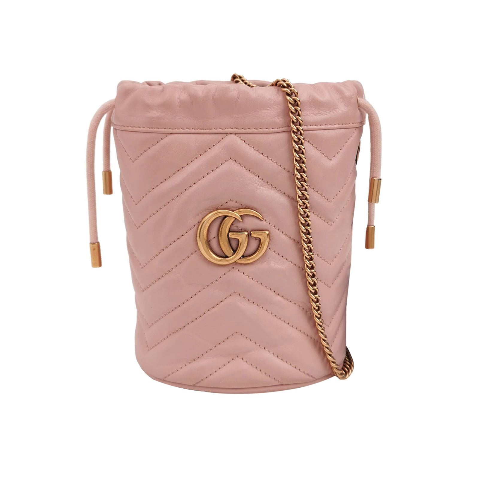Gucci GG Marmont Mini Leather Quilted GG Bucket Crossbody Bag 250505781179557