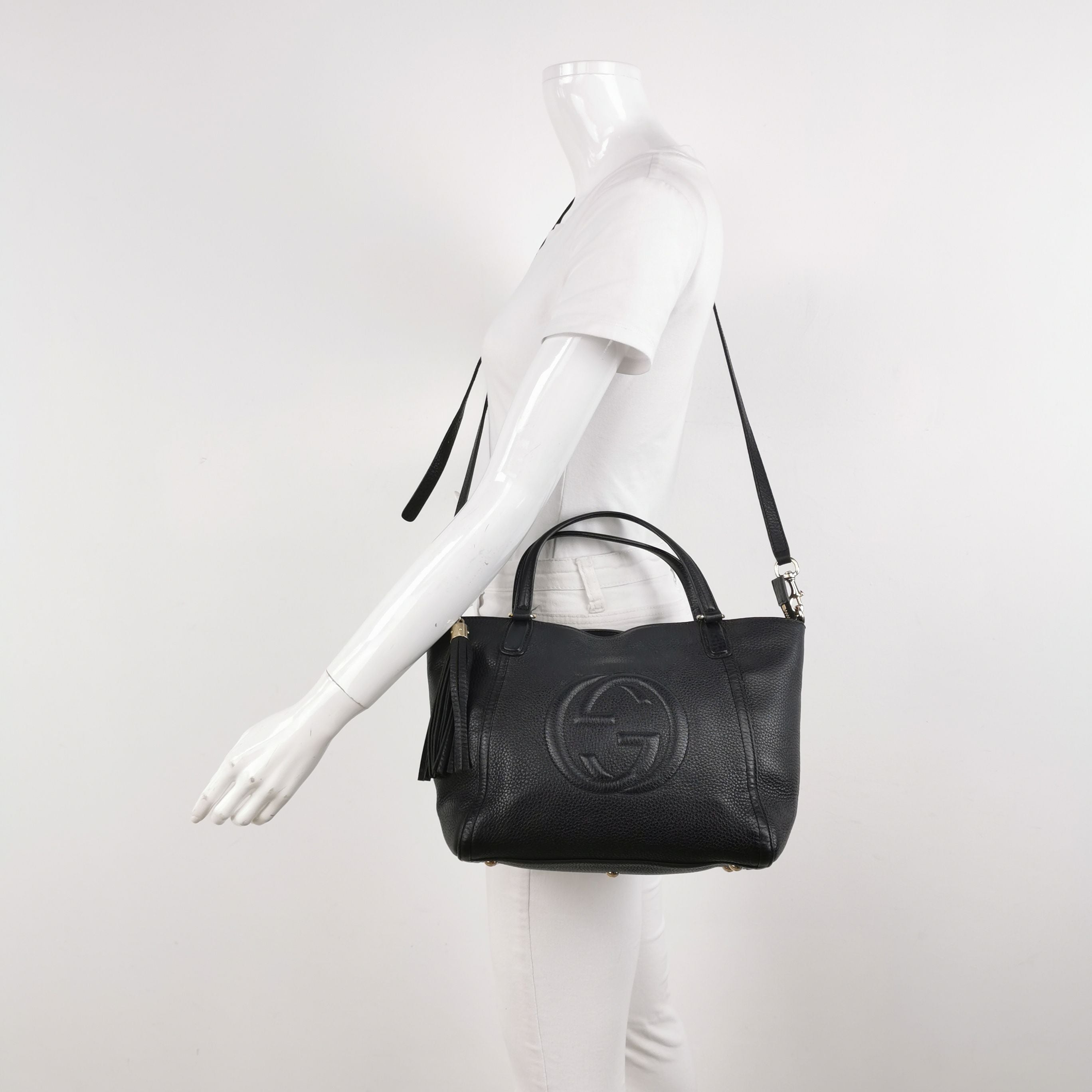 Gucci Soho Small Leather Solid GG Tote Crossbody Bag 250515781193215