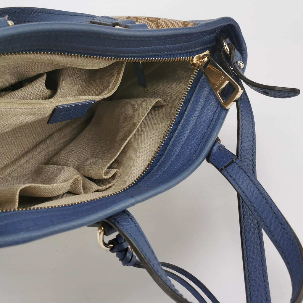 Gucci Bree Leather Canvas GG Monogram Interlocking G Tassel Crossbody Bag 250509781184736