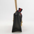 Gucci Sylvie Mini Leather and Canvas Crossbody Bag with Ribbon and Metal Buckle 250509781184685
