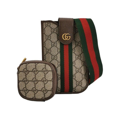 Gucci Ophidia Mini Leather Canvas GG Stripe Crossbody Bag 250416781150582