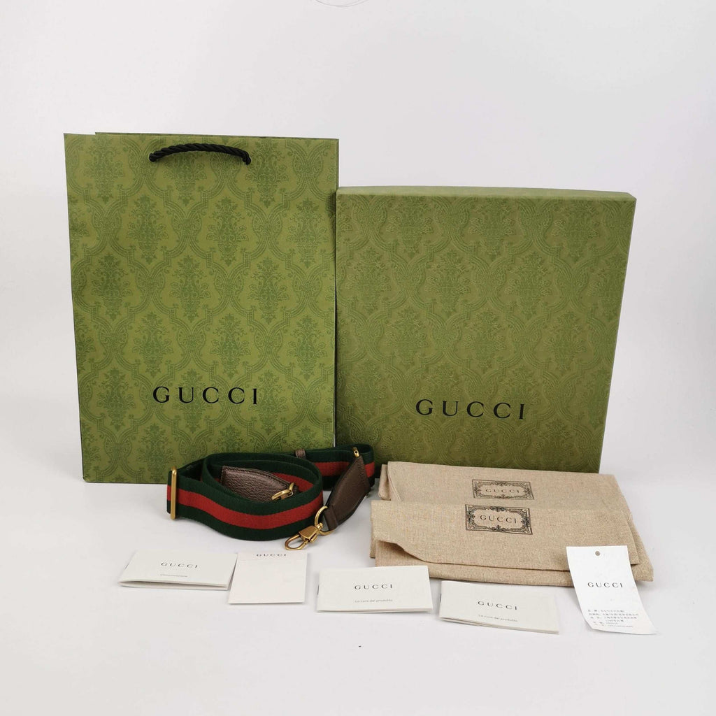 Gucci Ophidia Mini Leather Canvas GG Stripe Crossbody Bag 250416781150582