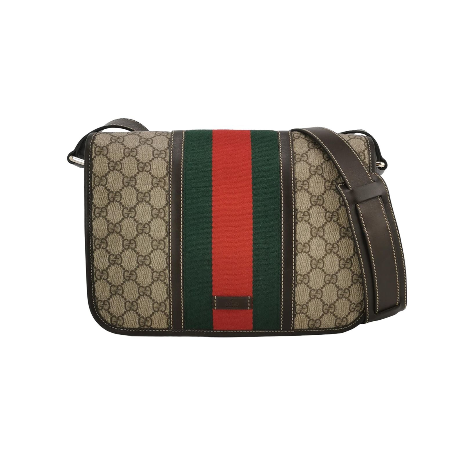 Gucci Leather Canvas Monogram Stripes Logo Crossbody Bag 250524781205791
