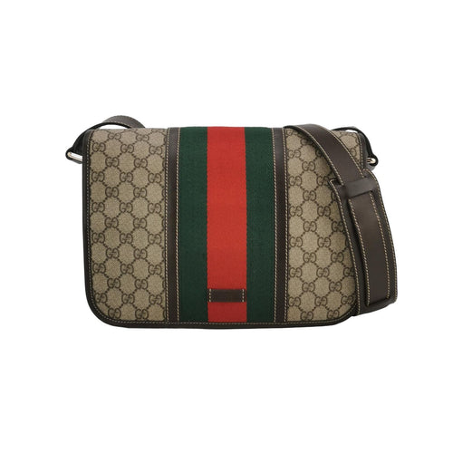 Gucci Leather Canvas Monogram Stripes Logo Crossbody Bag 250524781205791