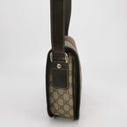 Gucci Leather Canvas Monogram Stripes Logo Crossbody Bag 250524781205791