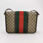 Gucci Leather Canvas Monogram Stripes Logo Crossbody Bag 250524781205791
