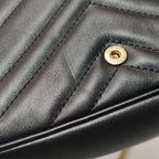 Gucci GG Marmont Mini Leather V-stitch Quilted Double G Logo Flap Crossbody Bag 250524781206434