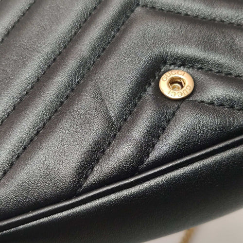 Gucci GG Marmont Mini Leather V-stitch Quilted Double G Logo Flap Crossbody Bag 250524781206434