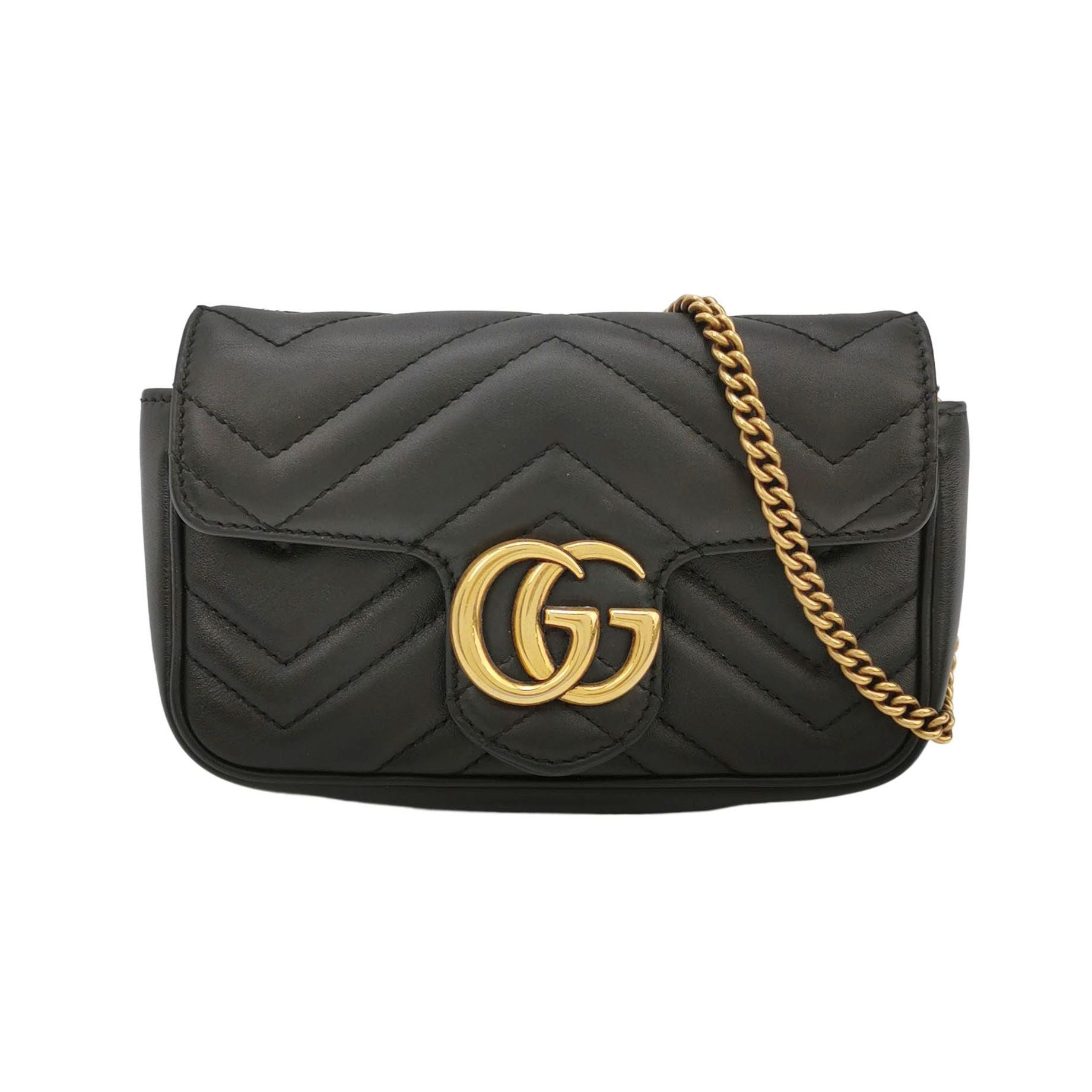 Gucci GG Marmont Mini Leather V-stitch Quilted Double G Logo Flap Crossbody Bag 250524781206434