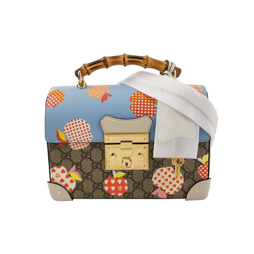 Gucci Padlock Small Leather Apple Pattern Monogram Lock Top Handle Crossbody Bag 057852300514