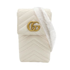 Gucci GG Marmont Leather Solid Quilted Double G Logo Crossbody Bag 250502781175055