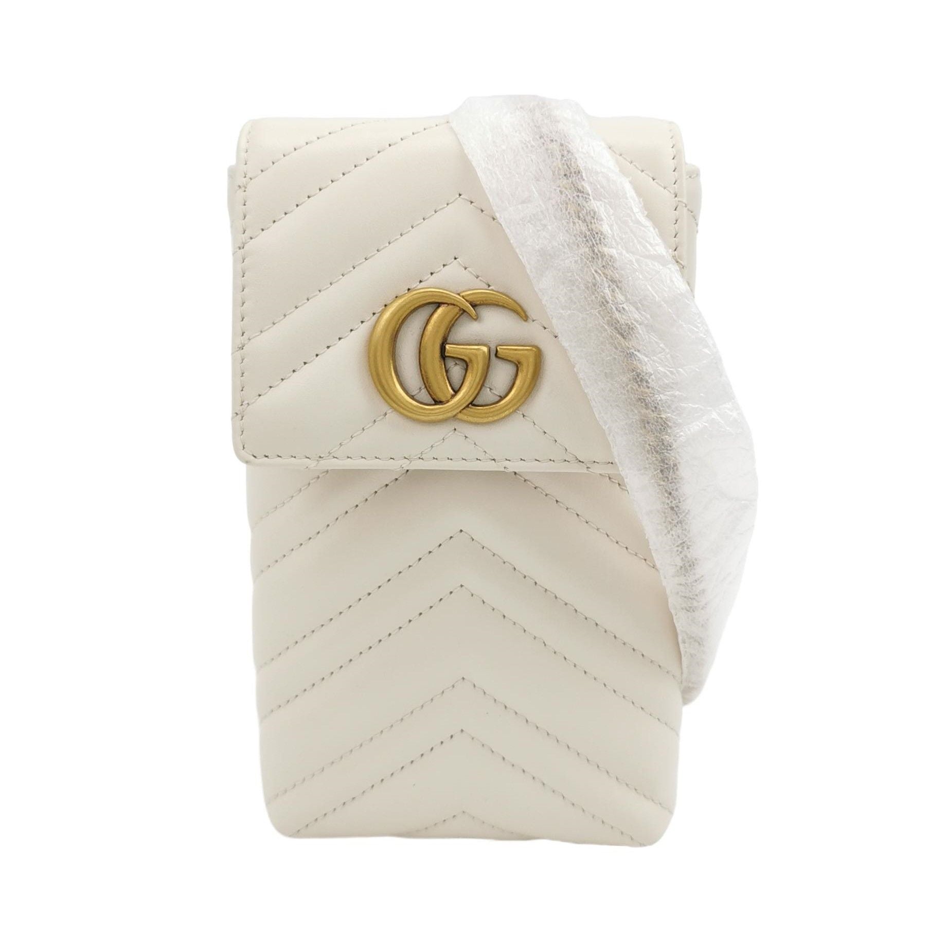 Gucci GG Marmont Leather Solid Quilted Double G Logo Crossbody Bag 250502781175055