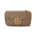 Gucci GG Marmont Mini Leather Quilted GG Matelassé Flap Bag 250516781194730