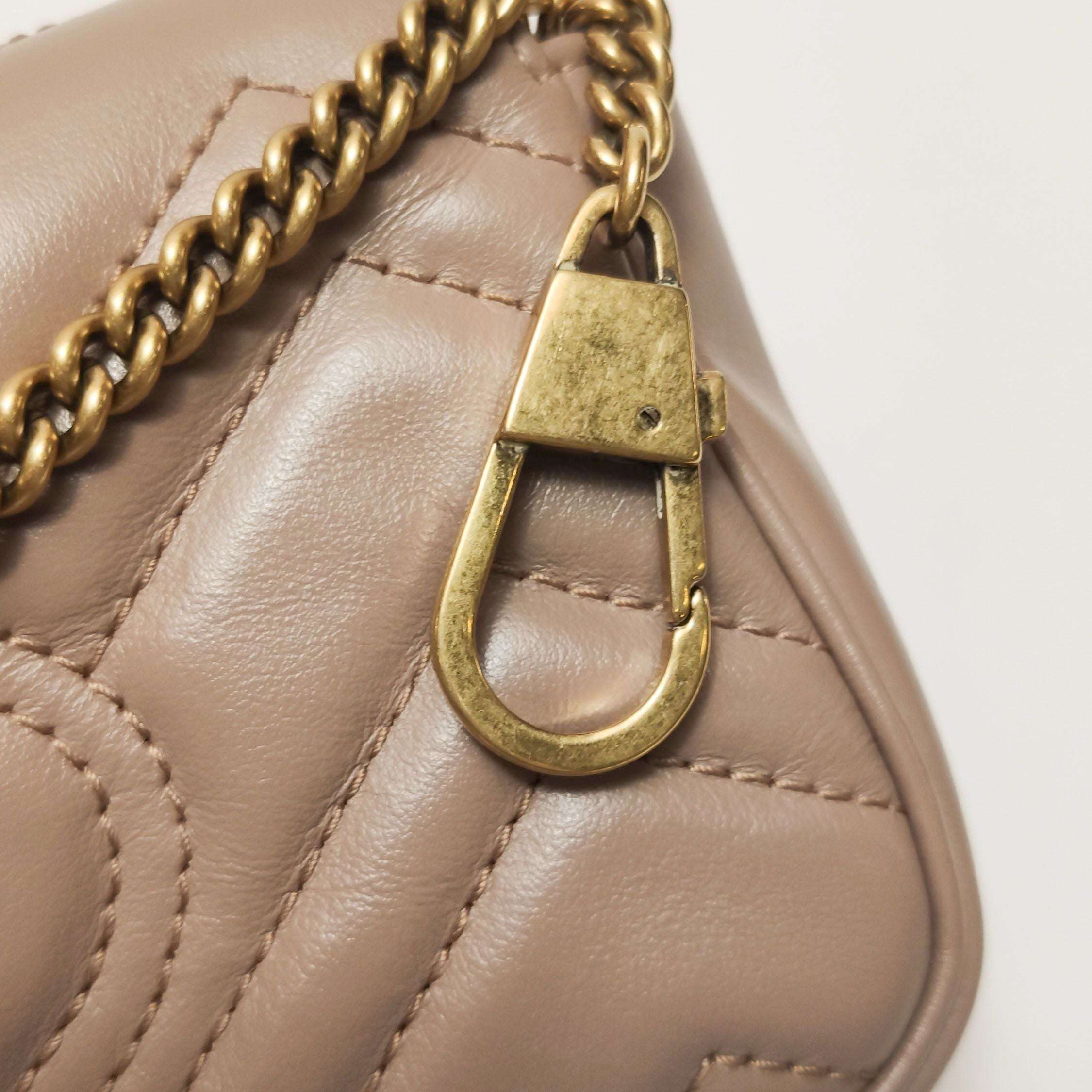 Gucci GG Marmont Mini Leather Quilted GG Matelassé Flap Bag 250516781194730