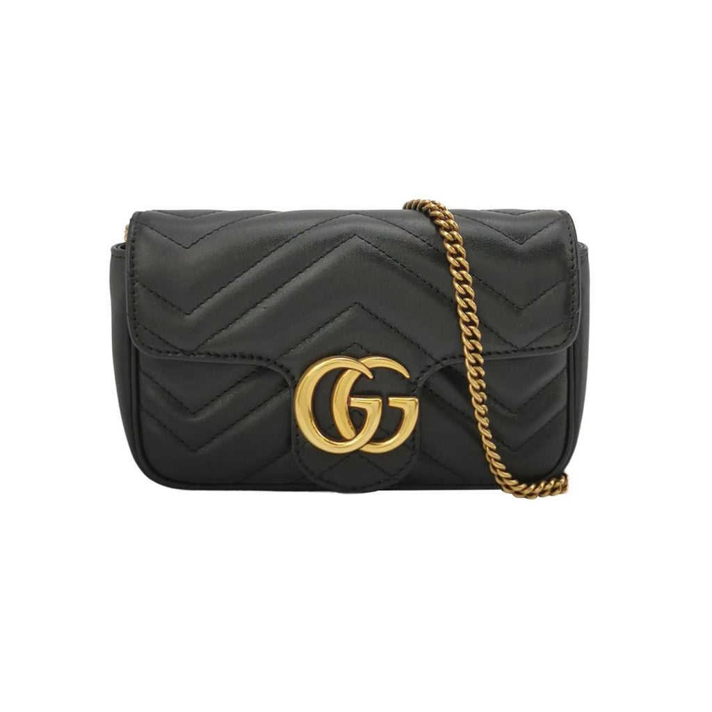 Gucci GG Marmont Mini Leather V-Pattern Quilted Double G Logo Flap Crossbody Bag 250514781192706