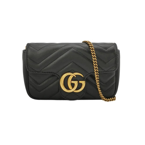 Gucci GG Marmont Mini Leather V-Pattern Quilted Double G Logo Flap Crossbody Bag 250514781192706