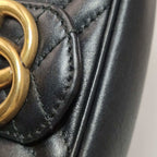 Gucci GG Marmont Mini Leather V-Pattern Quilted Double G Logo Flap Crossbody Bag 250514781192706