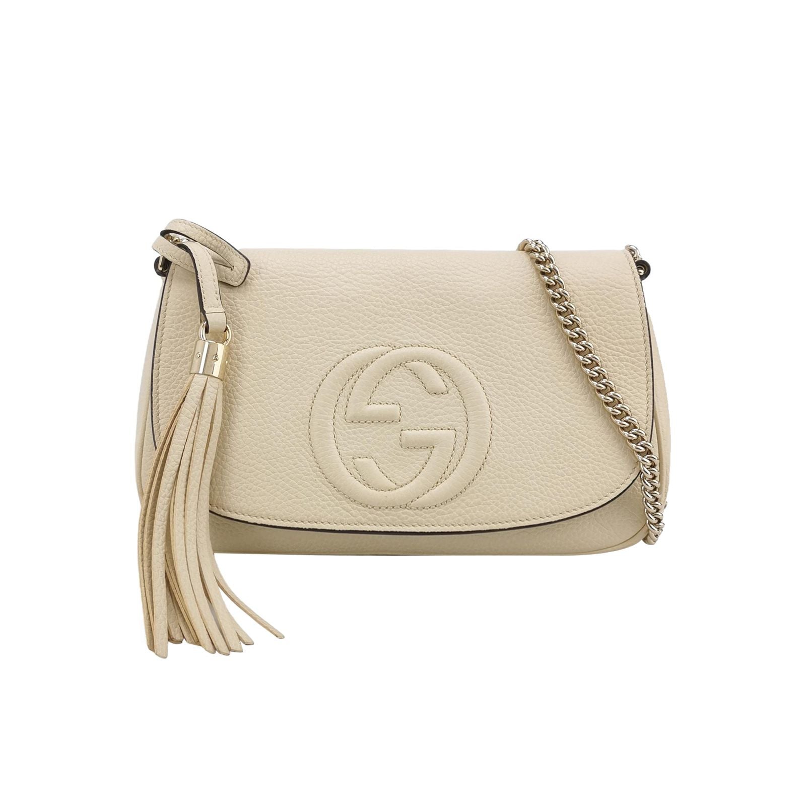 Gucci Soho Leather Solid Color Embossed GG Flap Crossbody Bag 250521781201415