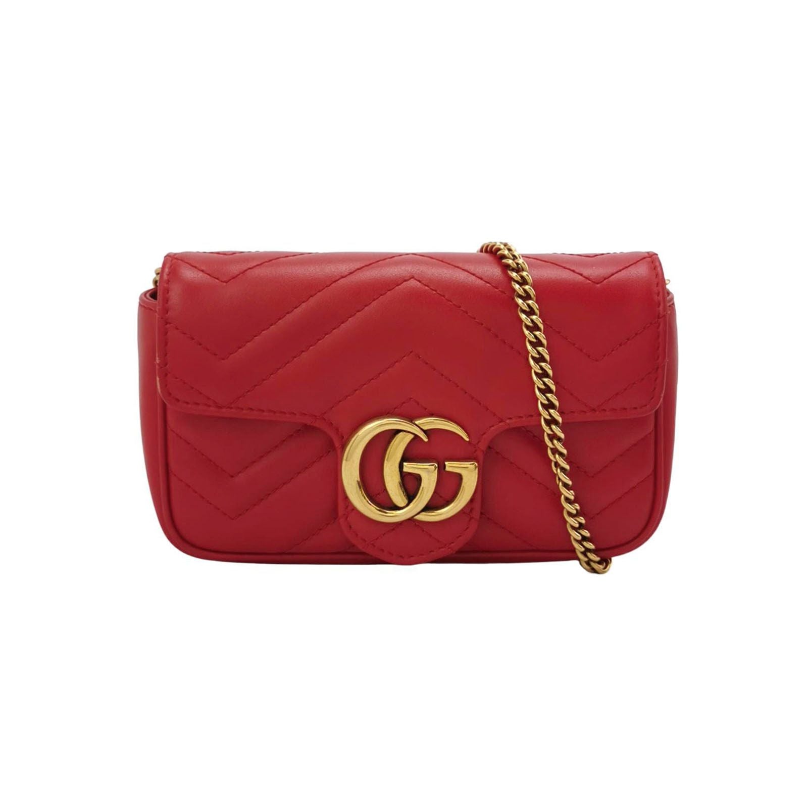 Gucci GG Marmont Mini Leather Quilted GG Matelassé Flap Crossbody Bag 250514781192711