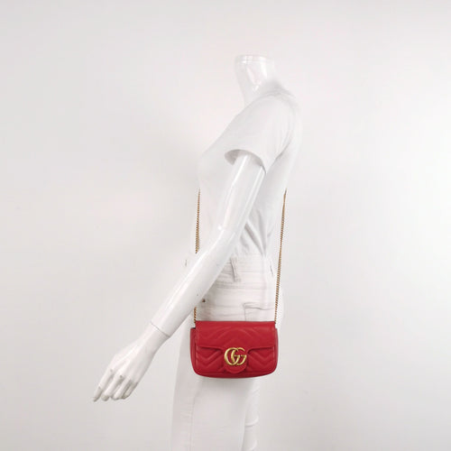 Gucci GG Marmont Mini Leather Quilted GG Matelassé Flap Crossbody Bag 250514781192711