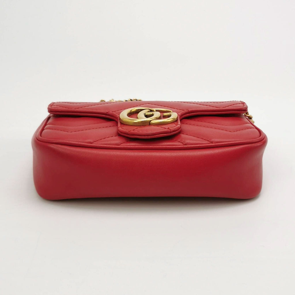 Gucci GG Marmont Mini Leather Quilted GG Matelassé Flap Crossbody Bag 250514781192711