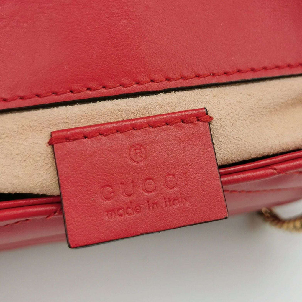 Gucci GG Marmont Mini Leather Quilted GG Matelassé Flap Crossbody Bag 250514781192711