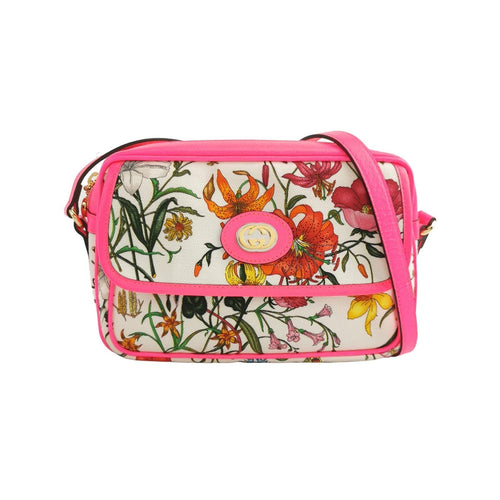 Gucci Small Leather and Canvas GG Floral Crossbody Bag 250117781028829