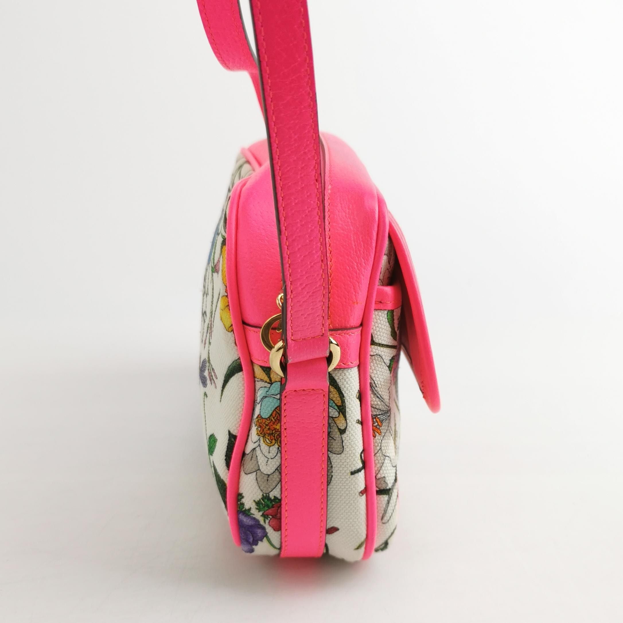 Gucci Small Leather and Canvas GG Floral Crossbody Bag 250117781028829