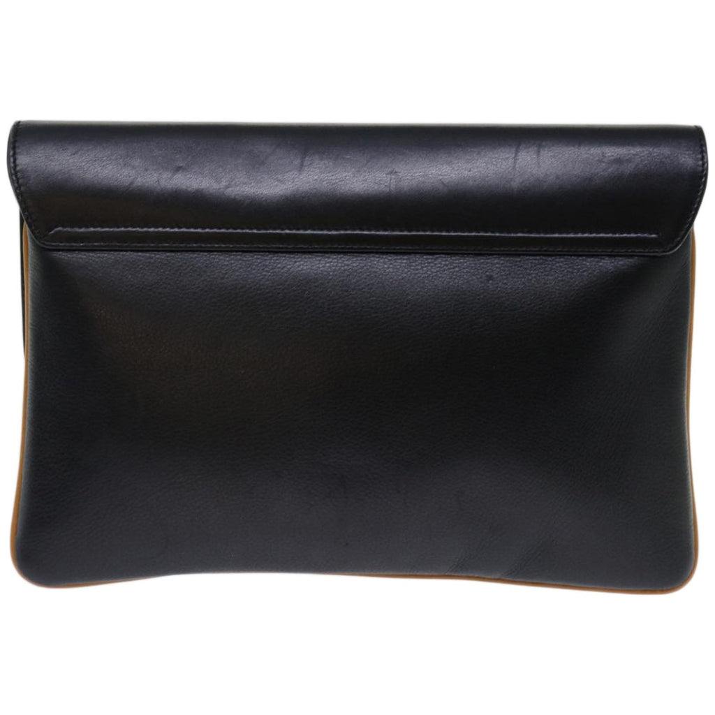 CELINE Clutch Bag Leather Black  68363