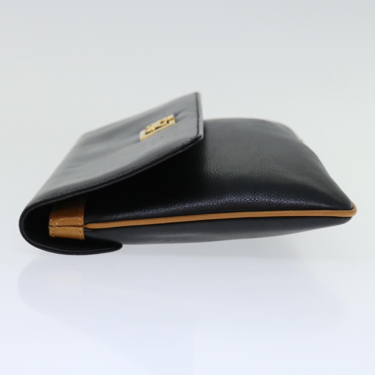 CELINE Clutch Bag Leather Black  68363