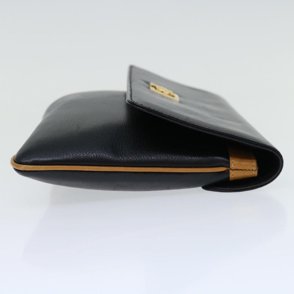 CELINE Clutch Bag Leather Black  68363