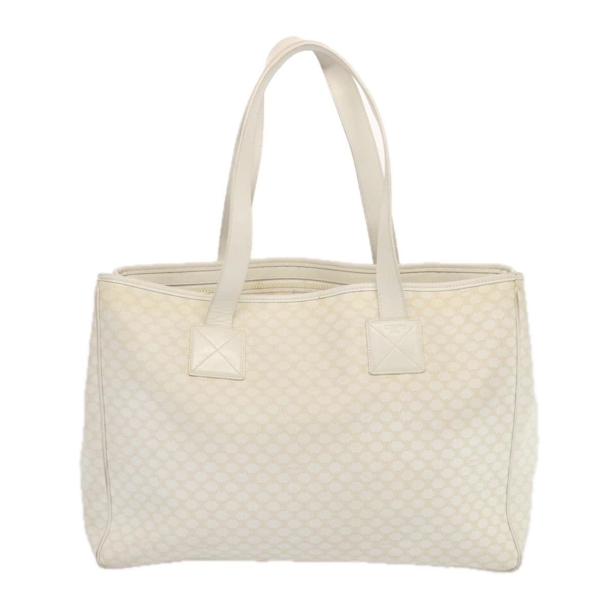 CELINE Macadam Canvas Tote Bag PVC White Auth 68393