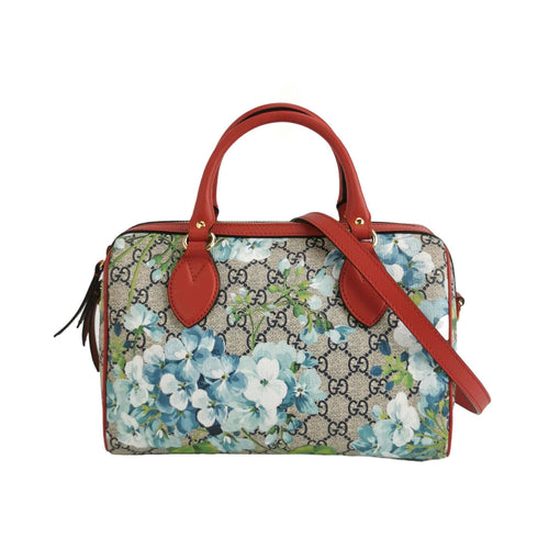 Gucci GG Blooms Leather Double G Monogram Geranium Floral Pattern Shoulder Bag 250430781173344