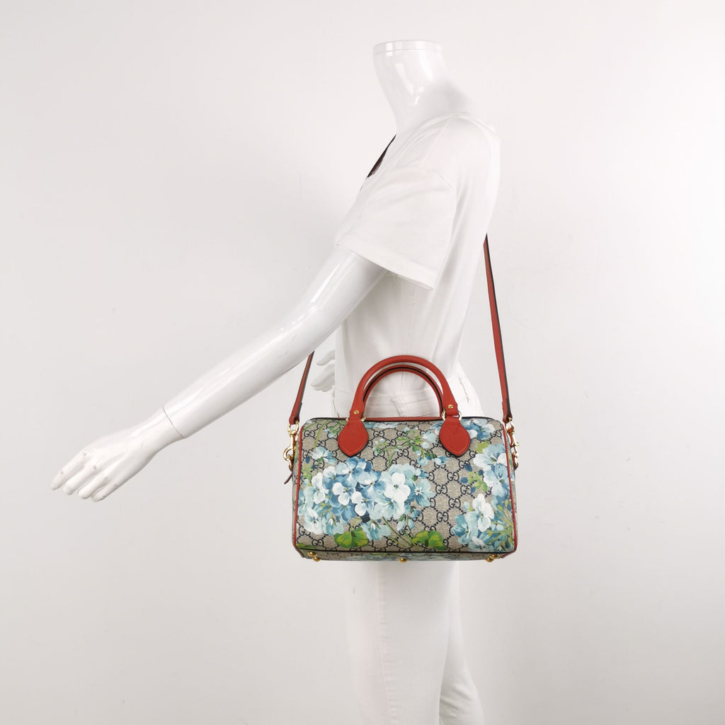 Gucci GG Blooms Leather Double G Monogram Geranium Floral Pattern Shoulder Bag 250430781173344