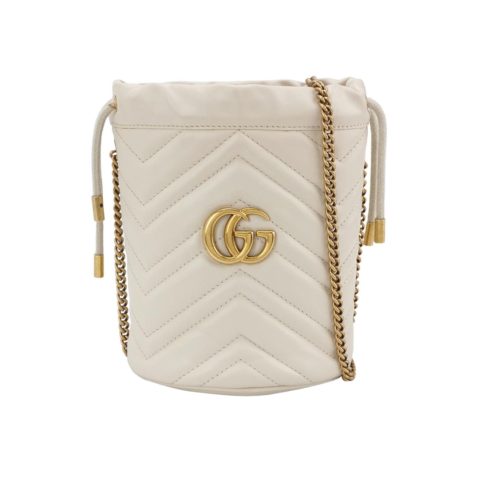 Gucci GG Marmont Mini Leather V-stitch Quilted Double G Bucket Bag Crossbody Bag 250525781207308