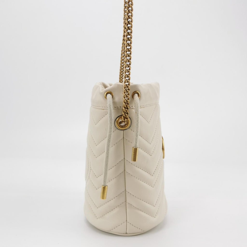 Gucci GG Marmont Mini Leather V-stitch Quilted Double G Bucket Bag Crossbody Bag 250525781207308