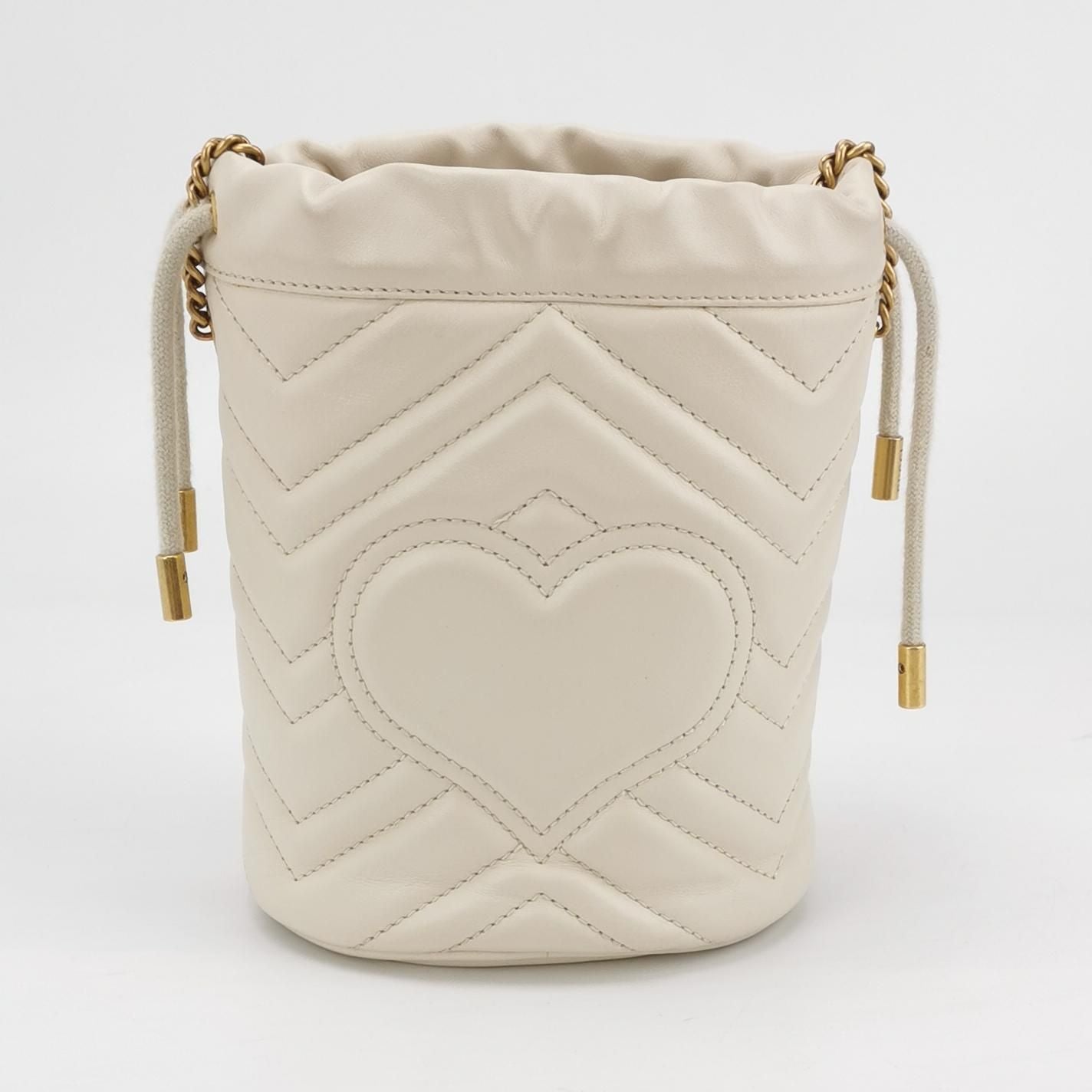 Gucci GG Marmont Mini Leather V-stitch Quilted Double G Bucket Bag Crossbody Bag 250525781207308
